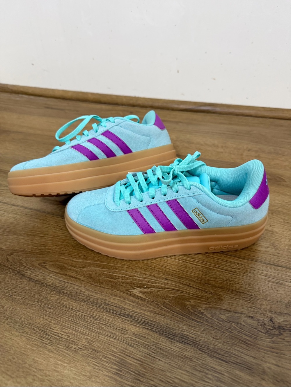 adidas court Aqua Teal & Purple Platform Sneakers